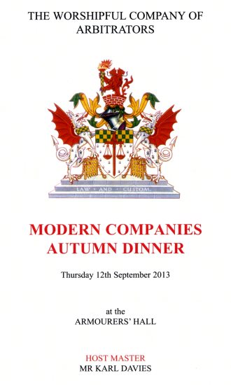 Arbitrators Company - Modern Companies Autumn Dinner, Sept 2013
