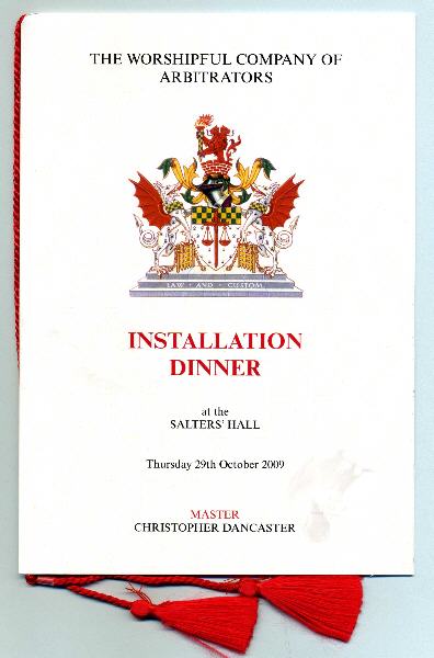 Arbitrators Company installation dinner 2009