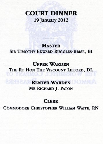 Armourers and Brasiers Company - Court Dinner, Jan 2012