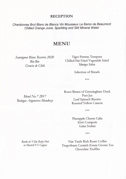 Billingsate Ward Club_Luncheon_menu_April 22