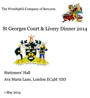 The Worshipful Company of Bowyers - St Georges Court and Livery Dinner, May 2014