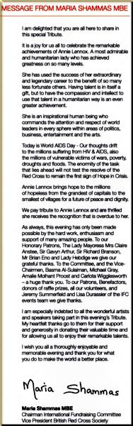 British Red Cross tribute to Annie Lennox