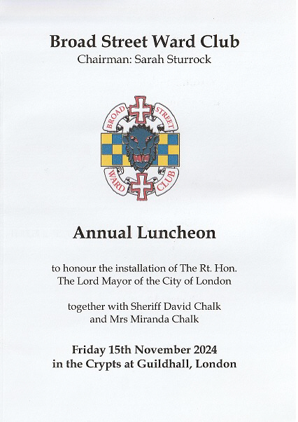 Broad Street Ward Club Annual Luncheon, Guildhall, Nov 2024
