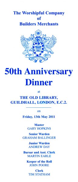 Builders Merchants Company - 50th Anniversary Dinner, May 2011