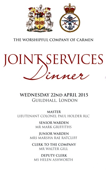 The Worshipful Company of Carmen - Joint Services Dinner, April 2015