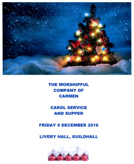 The Worshipful Company of Carmen - Carol Service Supper at Guildhall, City of London, Dec 2016