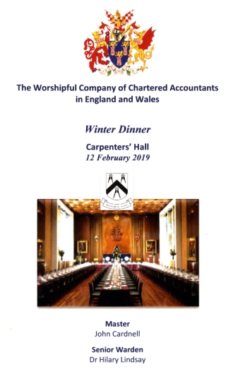 WCCAEW Dinner at Carpenters Hall, Feb 2019