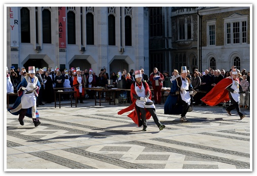 The 11th Annual City Inter-Livery Pancake Races - Guildhall Yard, London 2015