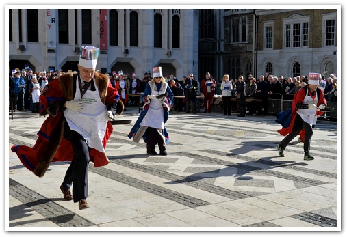 The 11th Annual City Inter-Livery Pancake Races - Guildhall Yard, London 2015