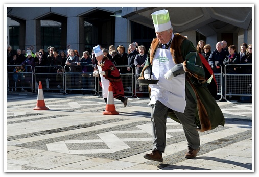 The 11th Annual City Inter-Livery Pancake Races - Guildhall Yard, London 2015