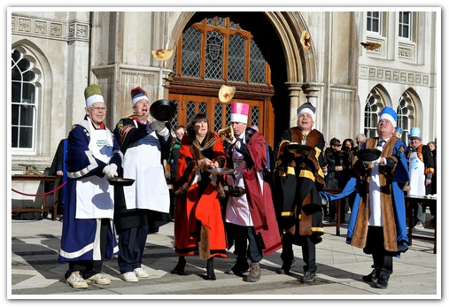 The 11th Annual City Inter-Livery Pancake Races - Guildhall Yard, London 2015