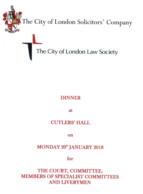 City Solicitors Dinner Jan 2018