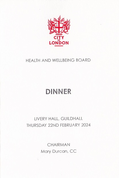 City of London Health And Well Being, Dinner, Feb 2024