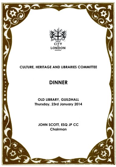 City of London Culture Committee Dinner, Jan 2014