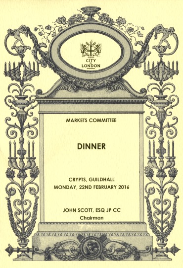 City of London Markets Committee Dinner - Guildhall Crypts, Feb 2016