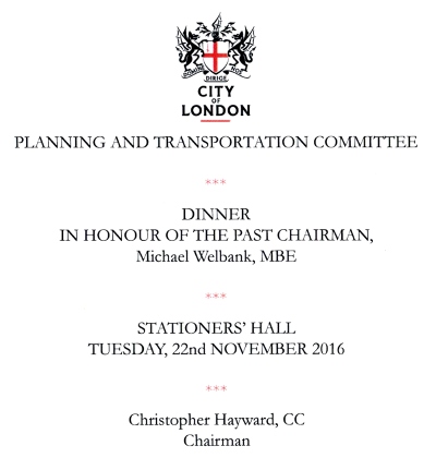 City of London Planning Committee Dinner - Nov 2016