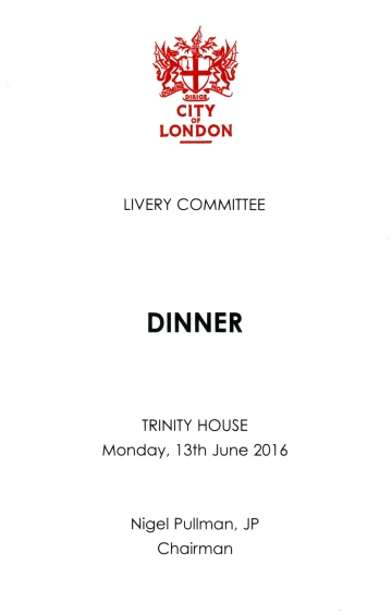 City of London  Livery Committee Dinner - June 2016