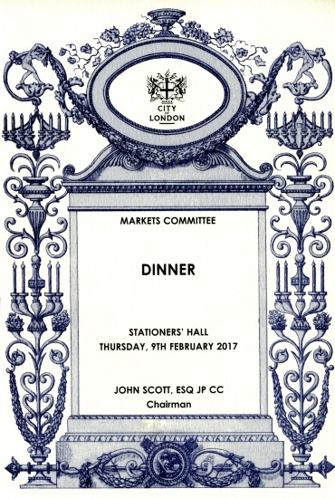 City of London Markets Committee Dinner - Stationers Hall Feb 2017