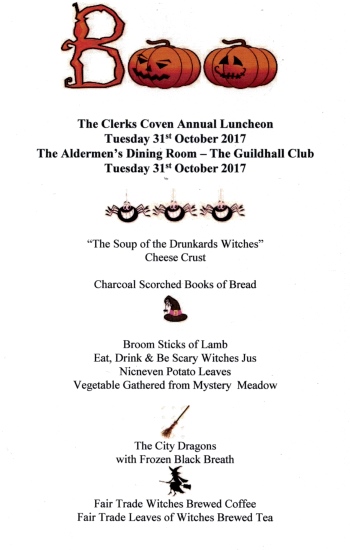 City of London Clerks' Coven - Halloween Luncheon, Guildhall Cub, Oct 2017