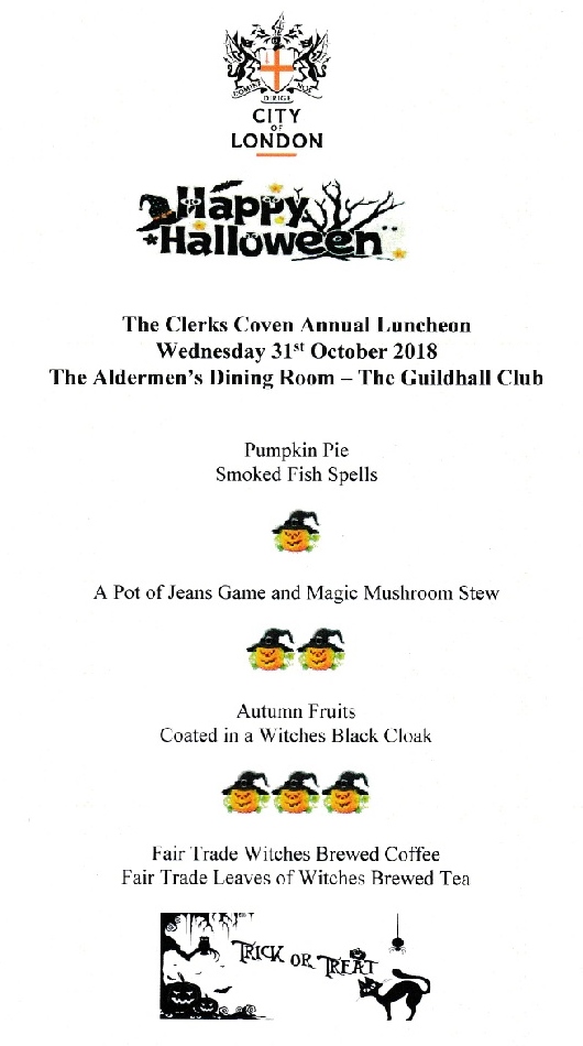 City of London Clerks' Coven - Halloween Luncheon, Guildhall Cub, Oct 2018