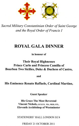 Constantinian Order of Saint George 2011 Royal Gala Dinner