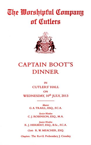 Cuttlers' Company - Captain Boot's Dinner, July 2013