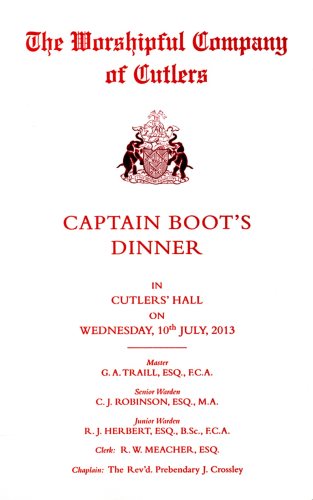 Cuttlers' Company - Captain Boot's Dinner, July 2013