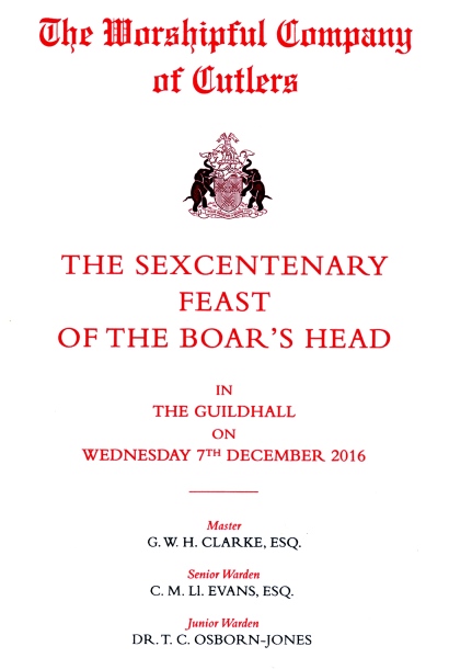 Cuttlers' Company - The Feast of the Boar's Head, Dec 2016