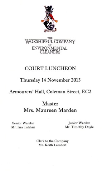 The Worshipful Company of Environmental Cleaners - Court Luncheon, Nov 2013
