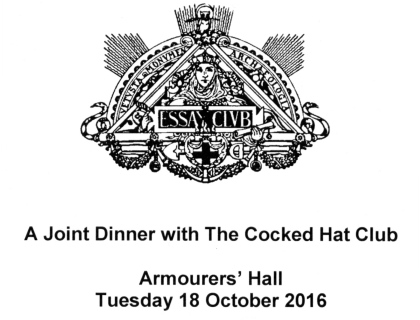 Essay Cub - Dinner at Armourers' Hall, October 2016