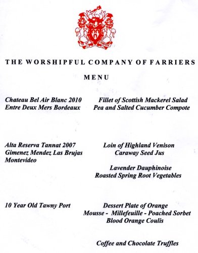 Farriers Company - Livery Dinner, Oct 2012