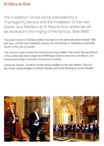 The Worshipful Company of Furniture Makers -  50th Anniversary Installation Dinner, May 2013