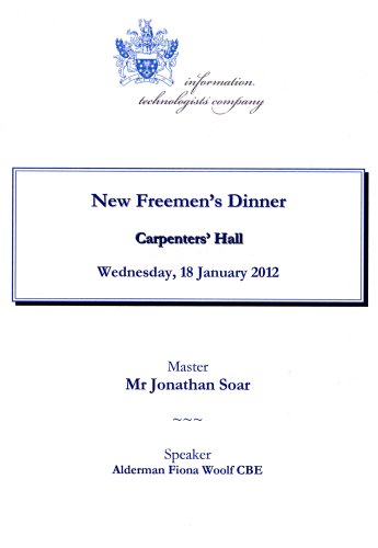 The Worshipful Company of Information Technolgists - New Freemen's Dinner, Jan 2012