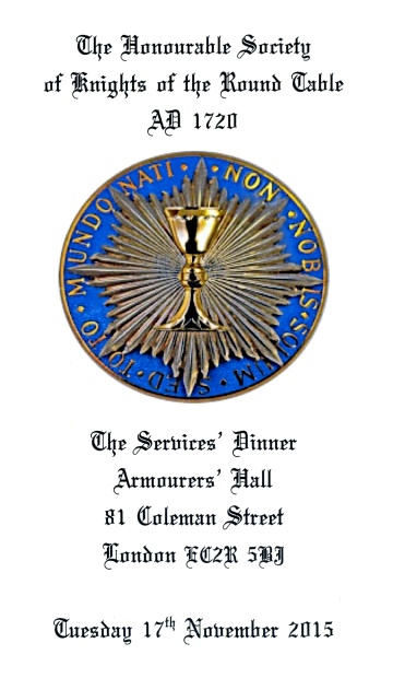 The Honourable Society of Knights of the Round Table - Services Dinner, Nov 2015