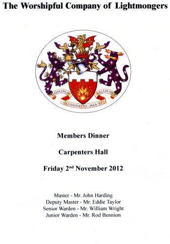 Lightmongers Company Annual Members Dinner – November 2012