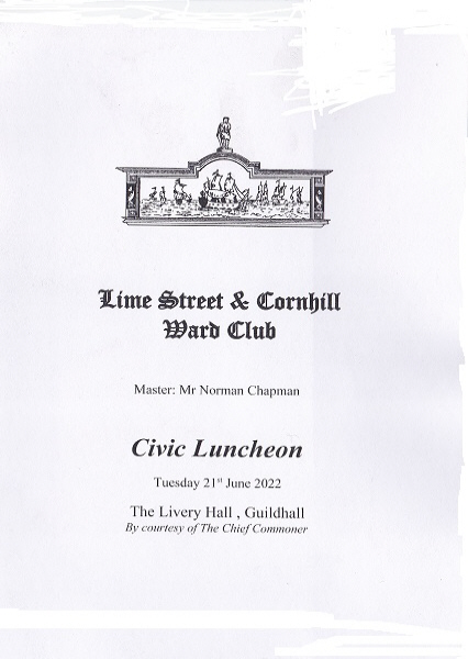 Lime Street Ward Club - Civic Luncheon, Guildhall, June 2022