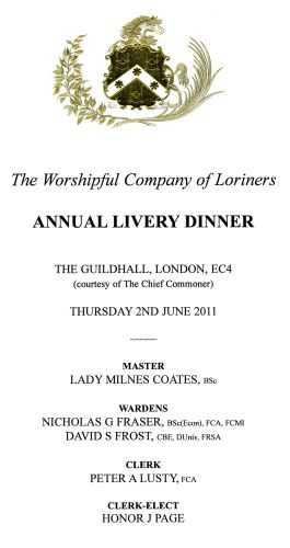 Loriners Company Annual Livery Dinner, June 2011