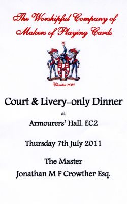 Makers of Playing Cards - Court and Livery-only Dinner, July 2011
