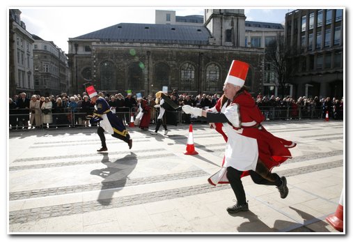 The 8th Annual City of London & Inter-Livery Pancake Races - Guildhall Yard, London 2012