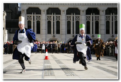 The 8th Annual City of London & Inter-Livery Pancake Races - Guildhall Yard, London 2012