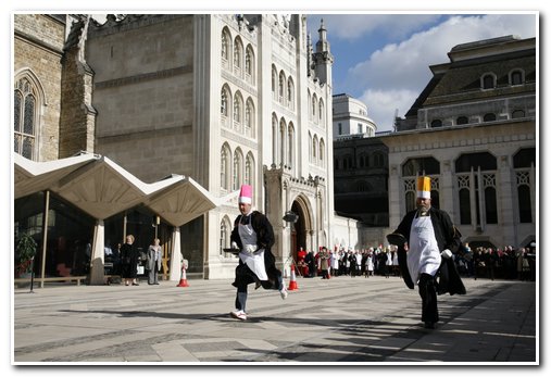 The 8th Annual City of London & Inter-Livery Pancake Races - Guildhall Yard, London 2012