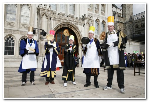 The 8th Annual City of London & Inter-Livery Pancake Races - Guildhall Yard, London 2012