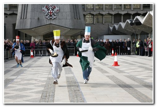 The 8th Annual City of London & Inter-Livery Pancake Races - Guildhall Yard, London 2012