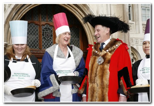 The 8th Annual City of London & Inter-Livery Pancake Races - Guildhall Yard, London 2012