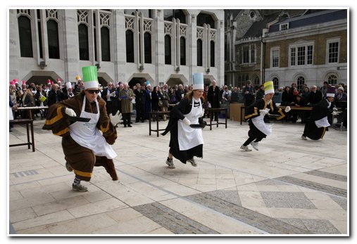 The 8th Annual City of London & Inter-Livery Pancake Races - Guildhall Yard, London 2012