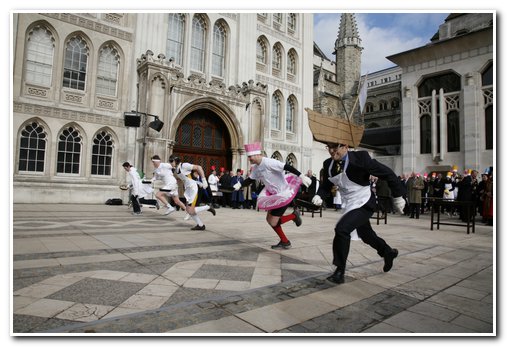 The 8th Annual City of London & Inter-Livery Pancake Races - Guildhall Yard, London 2012