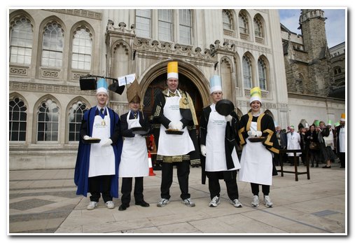 The 8th Annual City of London & Inter-Livery Pancake Races - Guildhall Yard, London 2012