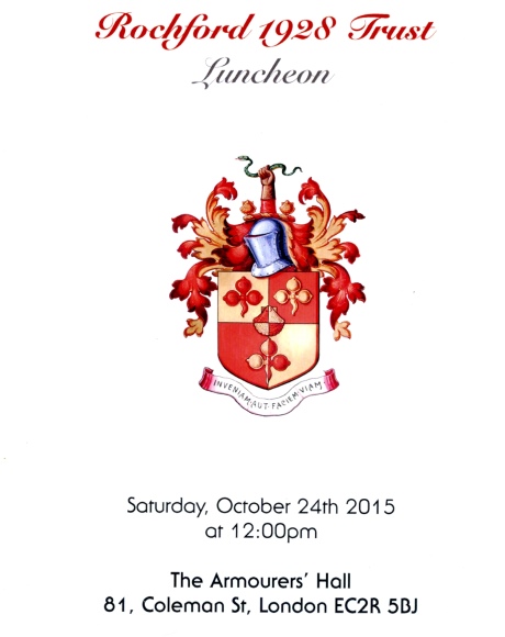 Rochford 1928 Trust Luncheon at Armourers Hall Nov 2015