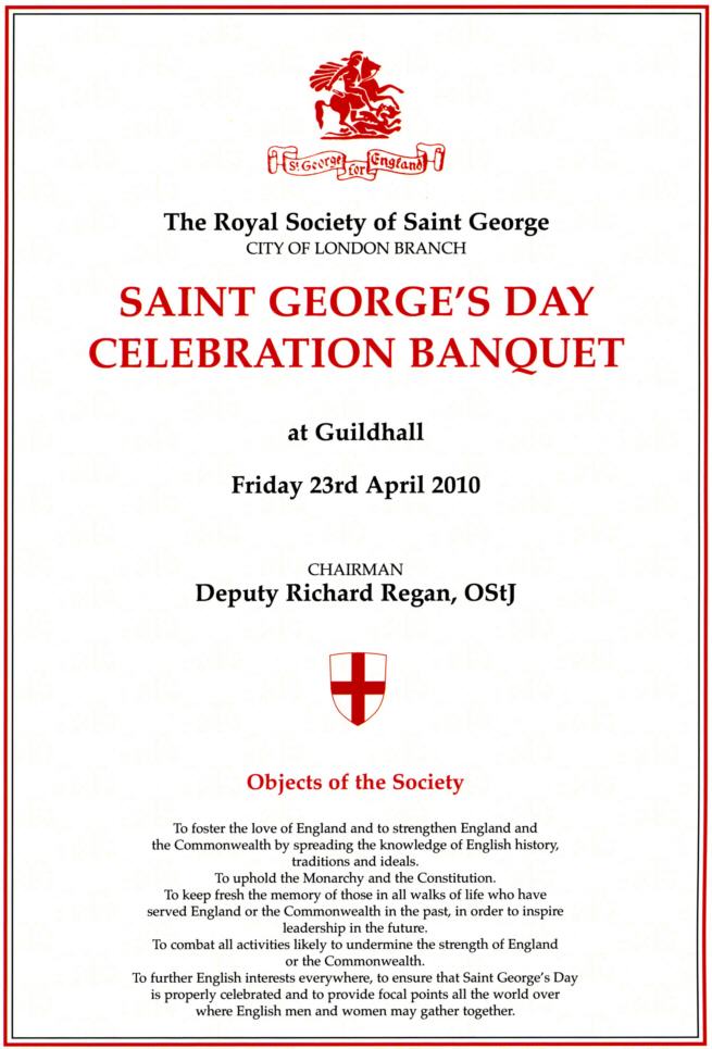 Saint George's Day Banquet, April 23rd 2010 at Guildhall, London