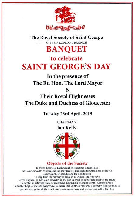 St George's Day Banquet April 2019, Guildhall,  London